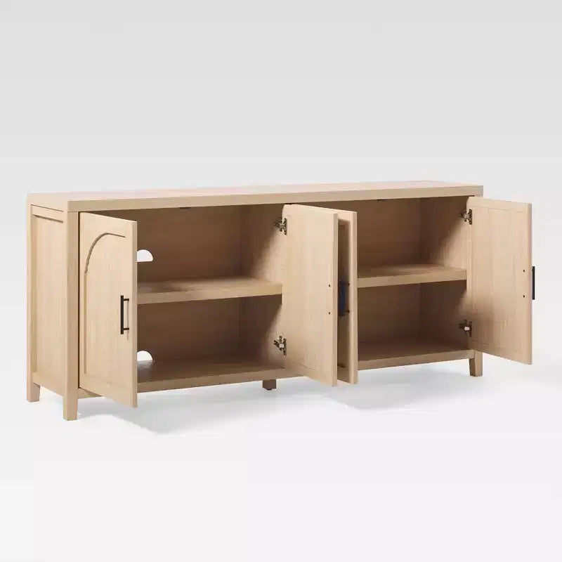 Bahut moderne de 70 po cannelé avec portes arquées
