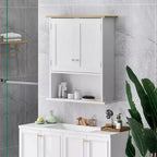 Meuble de salle de bain mural à placer au-dessus des toilettes – 2 portes, étagère réglable, blanc