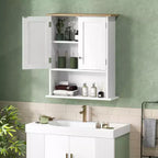 Meuble de salle de bain mural à placer au-dessus des toilettes – 2 portes, étagère réglable, blanc